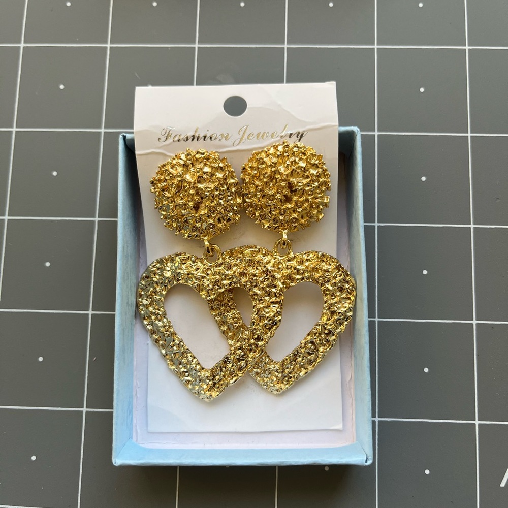 Chunky Gold Heart Earrings